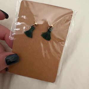 Handmade Green Tassel Earrings - Xmas offer details in description!